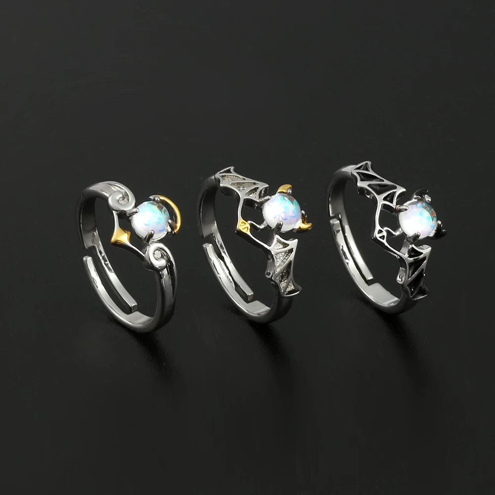 Модные парные кольца с крыльями ангела и демона для женщин Готическая мода