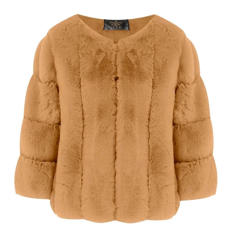 Faux Fur O-Neck Coats Women Luxury Style Thick Warm Short Outwears Autumn Winter Fashion Solid Colors Oversized Furry Outcoats