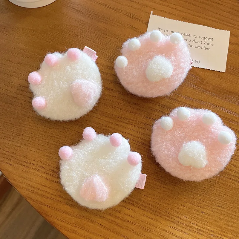 

2022 New Cute Cat Claw Plush Hairpins For Hair Sweet Fashion Pink White Hair Accessories Hairpins For Girls XM084