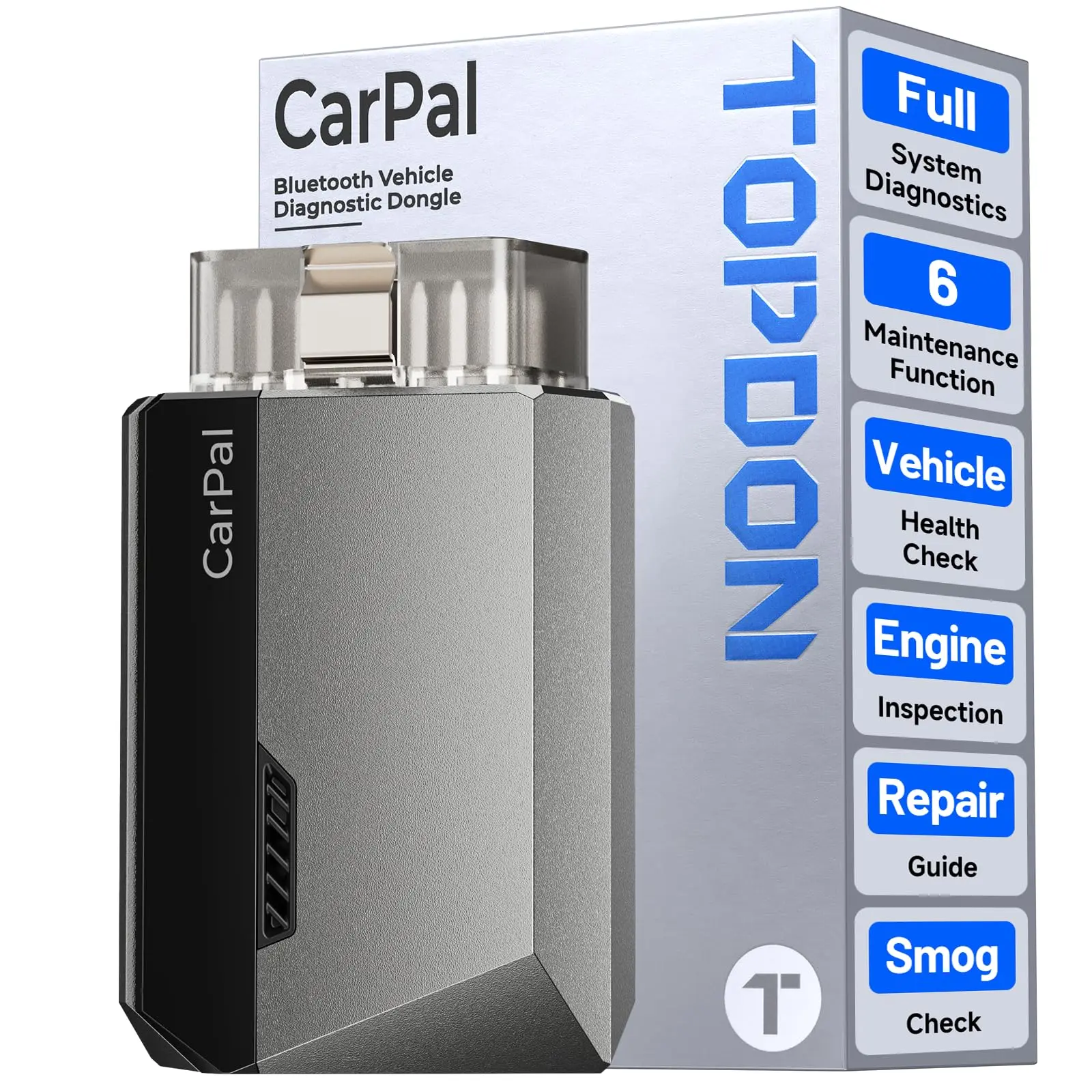 Фото Автосканер TOPDON Carpal Bluetooth OBD2: Диагностика всех систем с ИИ-поддержкой, 6+ функций сброса, iOS и Android, Новинка 2026 года, Беспроводной №1