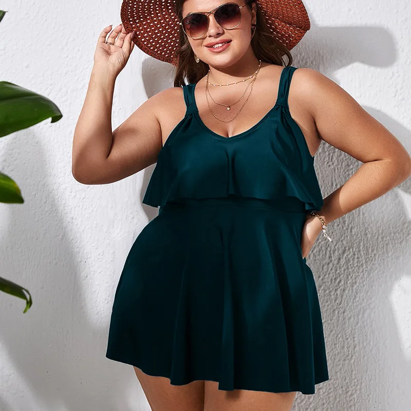 

2023 New Swimsuit Two piece Bathing Suits Plus Size Large Women Summer Cover up with Skirt Swimming Trunks Cover Belly