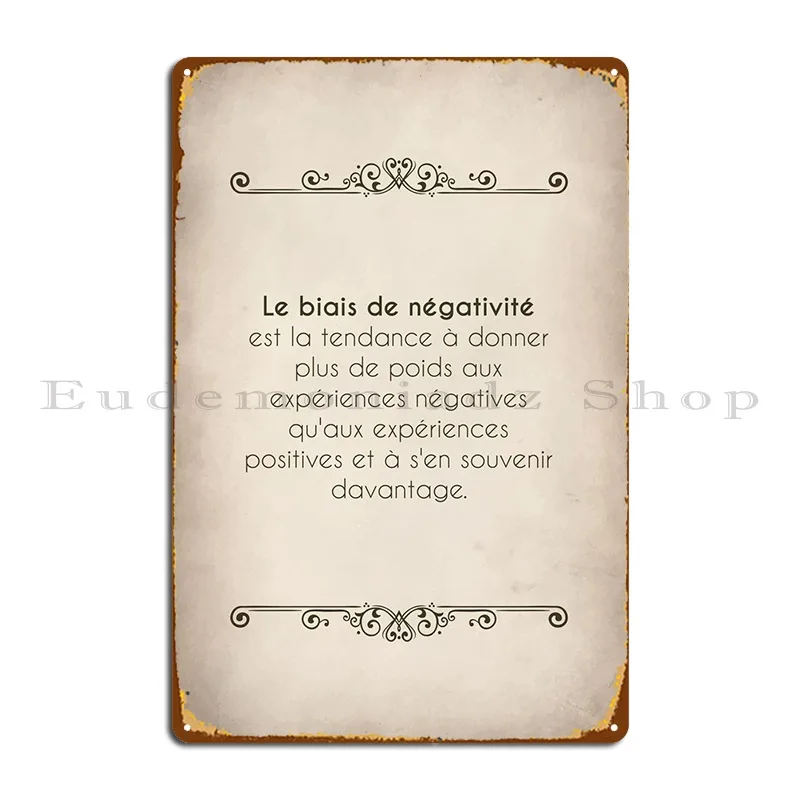 

Le Biais De Negativite Metal Plaque Poster Cinema Garage Living Room Design Plaques Tin Sign Poster