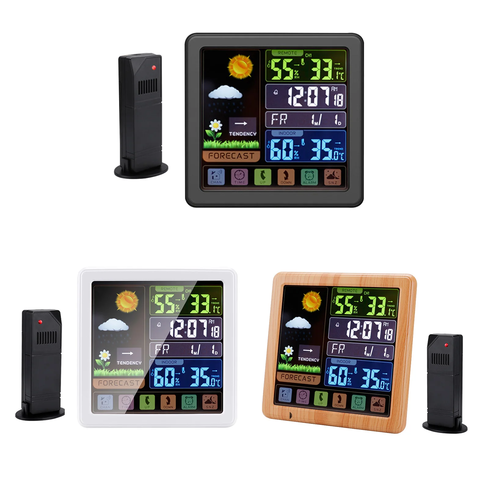 

Wireless Weather Station Clock Wireless Indoor Outdoor Thermometer With Alarm Clock Sensor Humidity Monitor Snooze Function