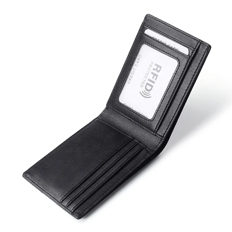 Free Custom Letters New Men's Fashion Leather Wallet Anti RFID Swipe Short US Dollar Clip Hand Push Card Slot Wallet