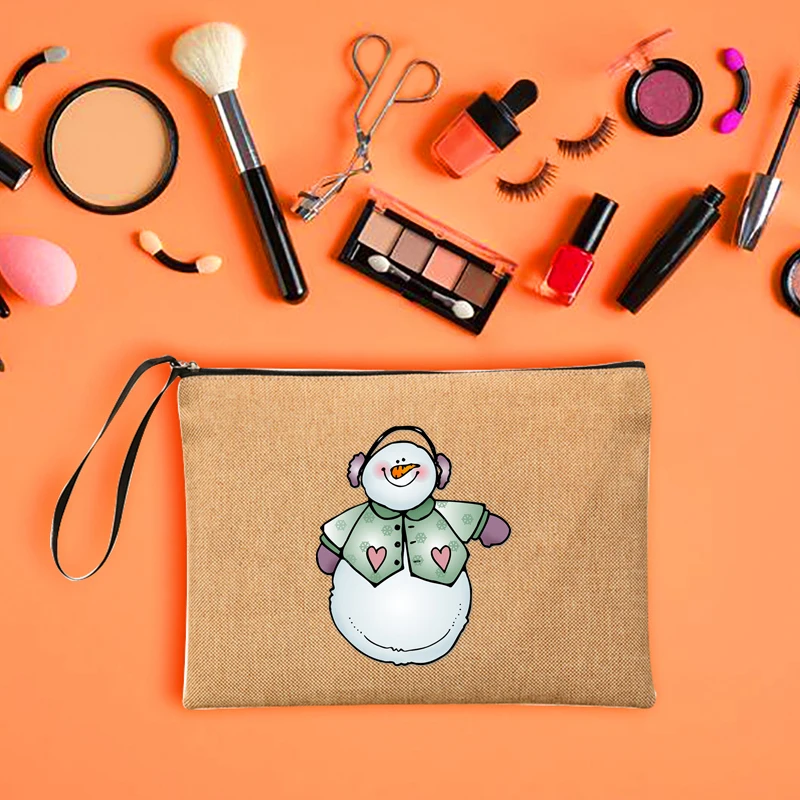 

Woman Makeup Bags Christmas Snowman Large Capacity Cosmetic Bag Cute Makeup Bags Exquisite In Workmanship Storage Bag