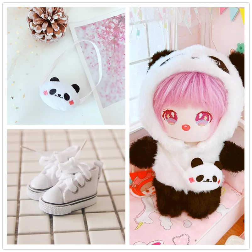 

20CM Doll Clothes Cute Panda Animal Plush Dolls Clothe Lovely Korean Dress Up Dolls Accessories Kpop idol Doll Kids Toy Gift