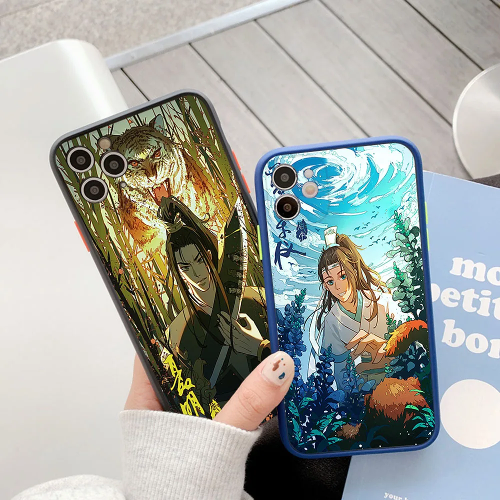 Для iphone 16ProMax 15 Pro 14 13 12 Mini 11 7 8 16 Plus XS Max XR MDZS аниме матовый полупрозрачный чехол