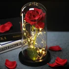 Роза со светодиодный Ной подсветкой Красавица и Чудовище, Роза в куполе, вечная роза, красная роза, День Святого Валентина, День матери, особый романтический подарок
