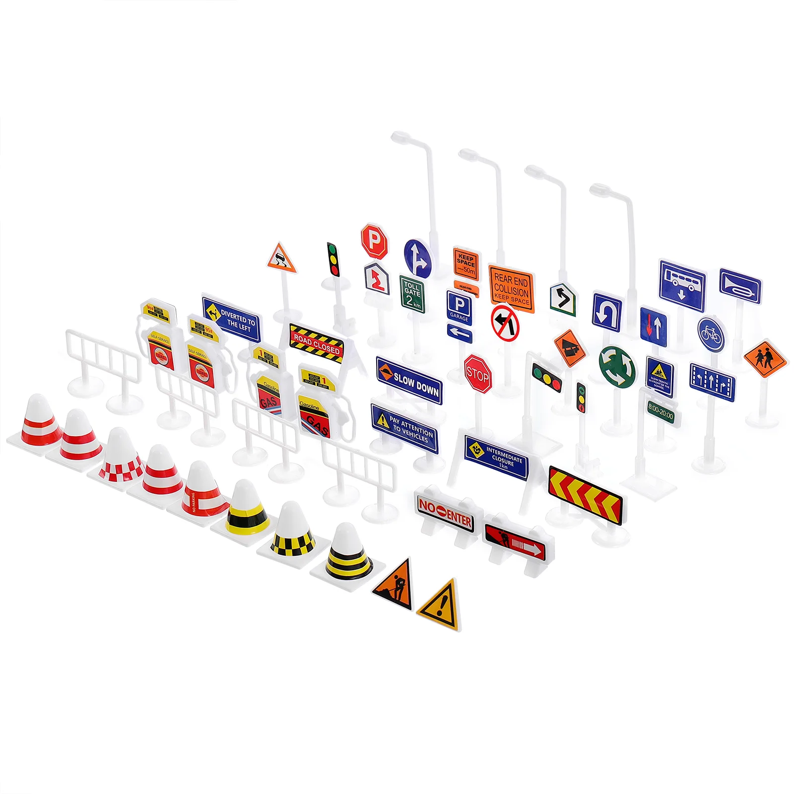 

56 Pcs Barricade Toys Simulation Traffic Sign Train Road DIY Roadblock Safety Street Signs Plastic Cognitive Games Child
