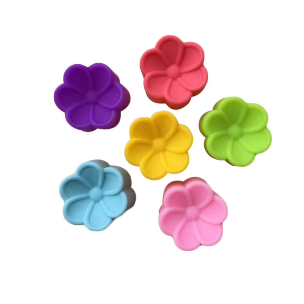 

6pcs Flower Mold DIY Food Grade Silicone Mini Cupcake Cake Tool Muffin Cookie Baking Molds Chocolate Soap Pastry Decorating Set