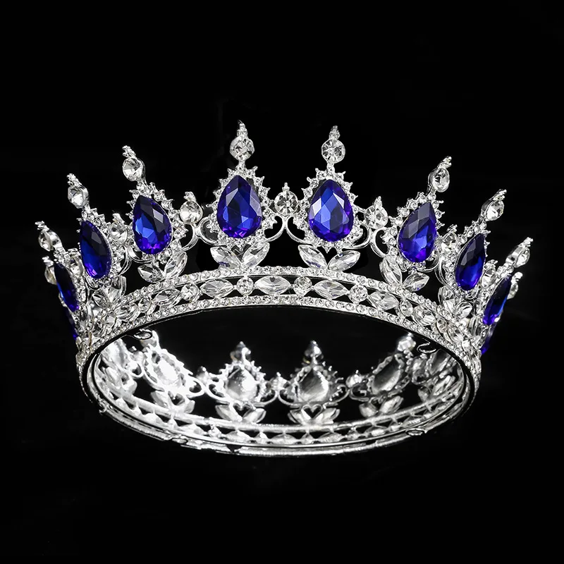 

Vintage Baroque Queen King Bride Tiara Crown For Women Headdress Prom Bridal Wedding Tiaras and Crowns