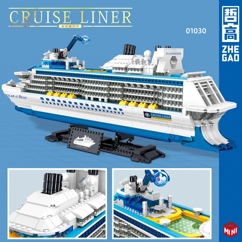 Small Particle Model Cruise Liner Molecular of The Seas Micro Building Blocks Brick Compatible with Lego Toy for Child Gift Set
