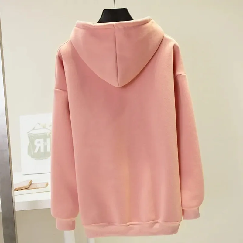 Повседневная теплая Женская толстовка с капюшоном и бархатным принтом толстые