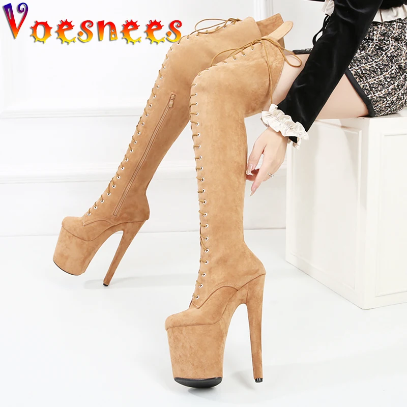 Женские сапоги модель подиума обувь 20 см замшевые высокие Hate Sky модные выше