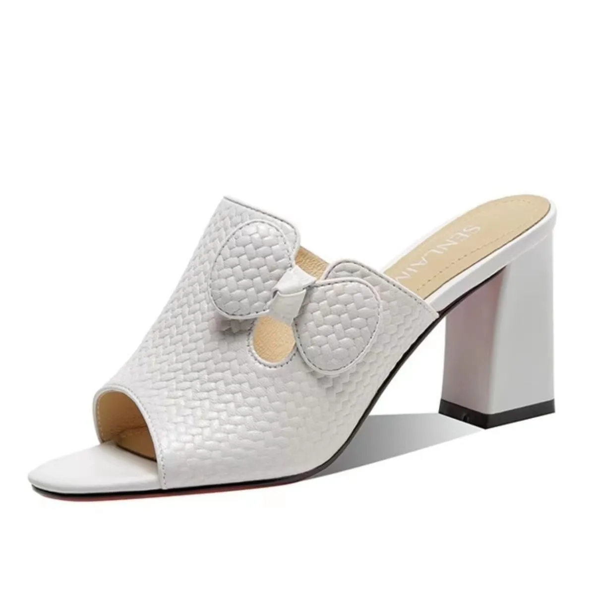 Сандалии женские с открытым носком босоножки на высоком устойчивом каблуке