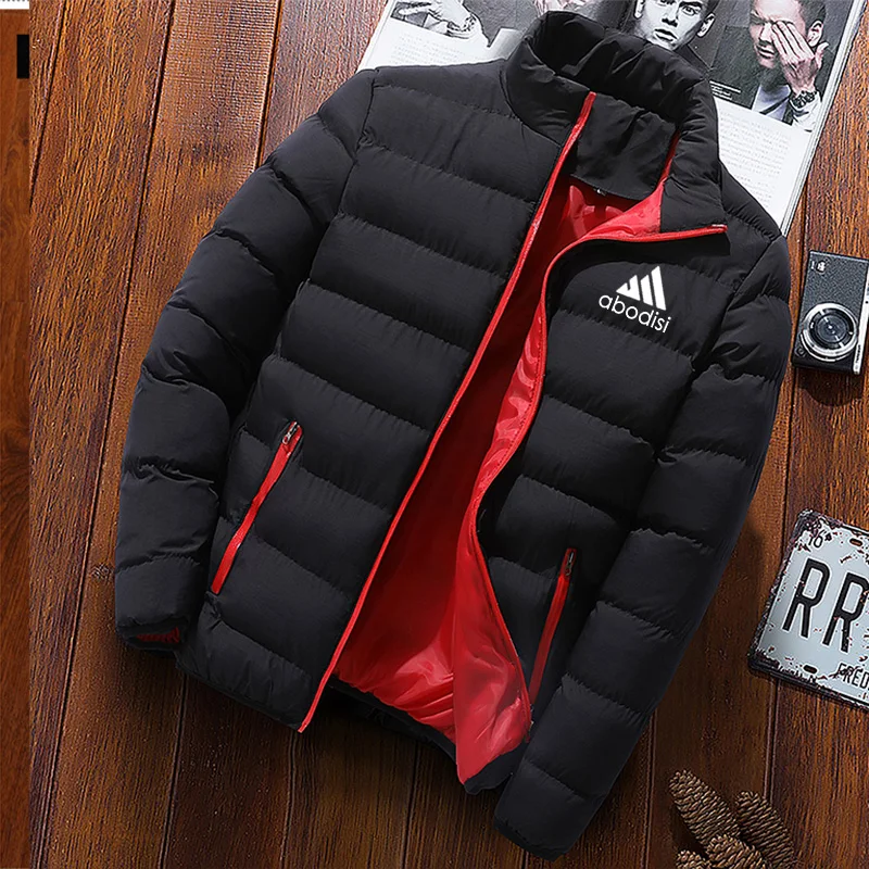 Men's windproof cotton pad down jacket slim winter men's thick coat waterproof solid collar casual men's coat