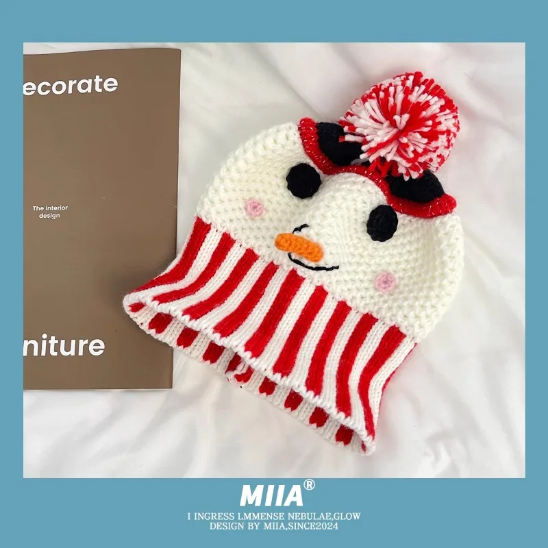 Милый маленький снеговик с помпоном из мультфильма шапка для женщин