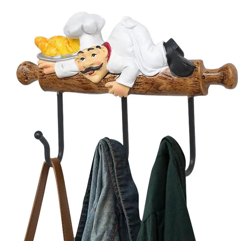 

Chef Wall Hanger Cute Adhesive Resin Fat Chef Utility Wall Hook Rack Hanger Heavy Duty Cook Wall Mount Rack Hook Hanger Kitchen