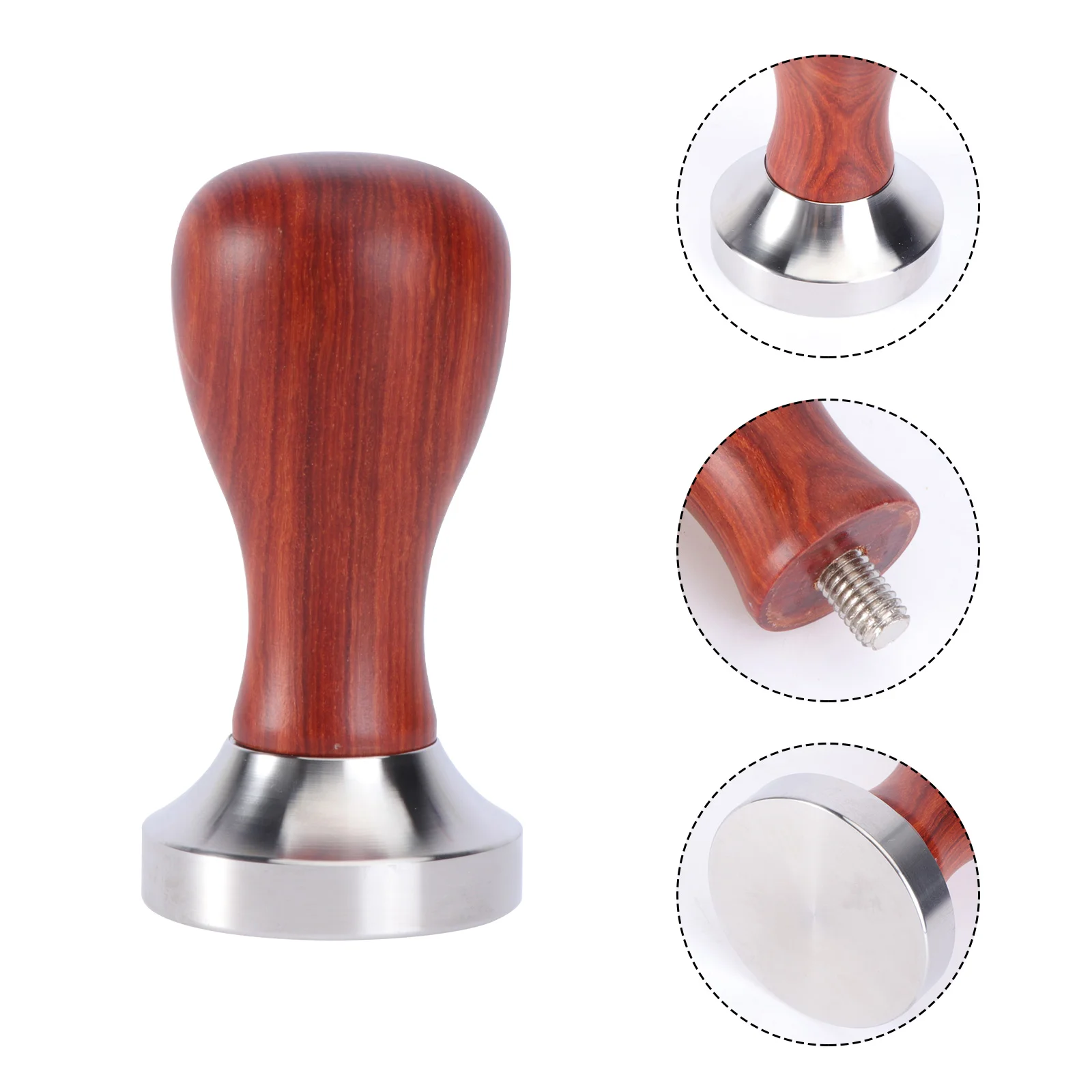 

1 Pc Red Sandalwood and Stainless Steel Italian Coffee Tamper 49mm Flat Base Espresso Tamper Coffee Bean Press