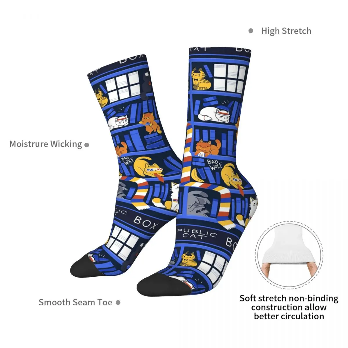 Носки библиотека Box Who Супермягкие чулки в стиле Харадзюку всесезонные длинные