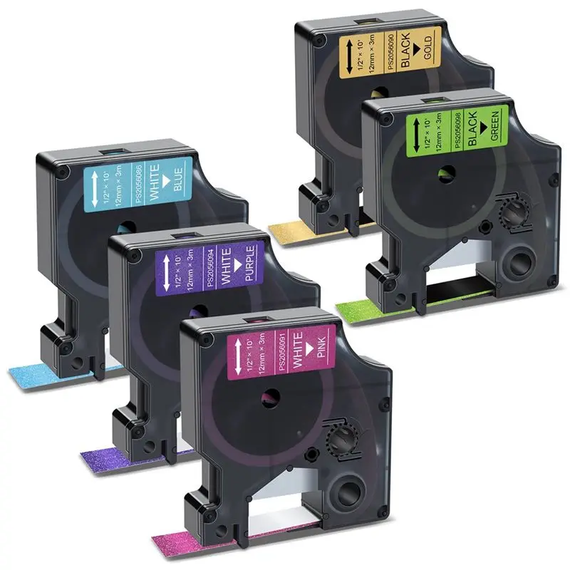 Фото Лента для этикеток DYMO D1 Colorpop, 12 мм, 0,47 дюйма, 5 шт., для устройств для изготовления этикеток LabelManager 160, 280, 360D, 420P, PNP №1