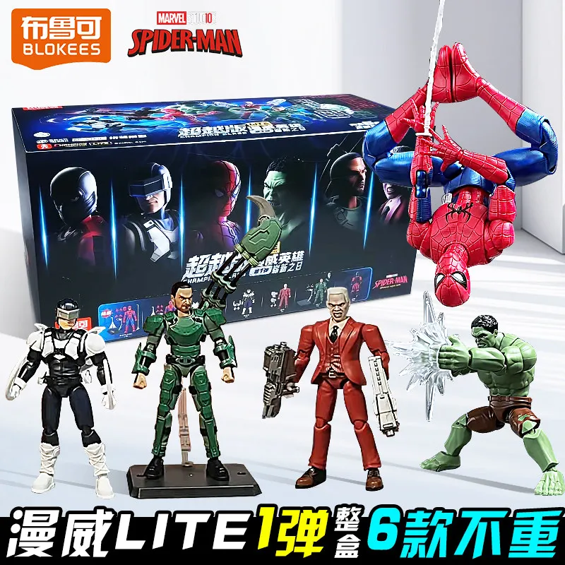 Фото Blokees Оригинальный Спайдер-Мэн: Загадочная коробка Marvel Champion Class Lite V1 Hulk, абсолютно новая, коллекционная модель для сборки, игрушки, подарки №1