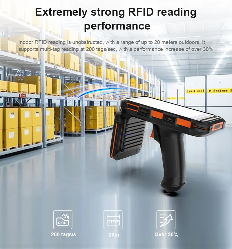 Фото Ручной считыватель/запись UHF RFID дальнего действия, терминал передачи данных Android 10, 4 + 64 ГБ, пассивный считыватель RFID-меток, сканер штрих-кода SDKS, в наличии №5