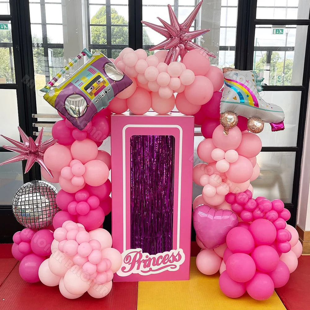 

144pcs Pink Princess Party Balloon Garland Arch Kit Hot Pink Girls Birthday Bridal Shower Baby Shower Decorations Wedding Globos