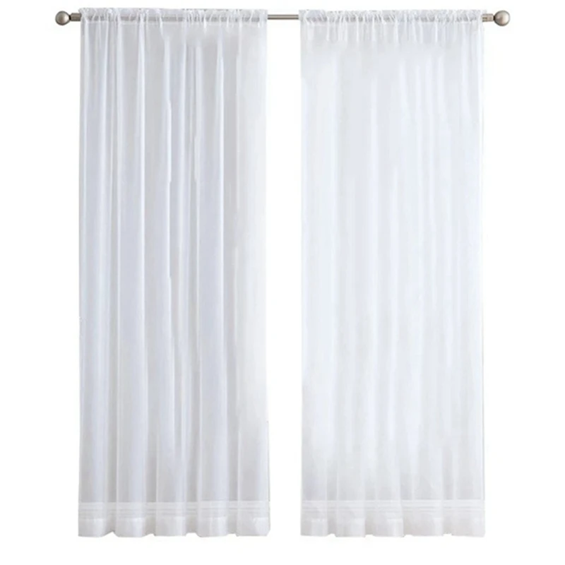 

4 Panels White Sheer Curtains 84 Inches Long Rod Pocket Window Treatment Gauze Voile Drapes For Bedroom Living Room