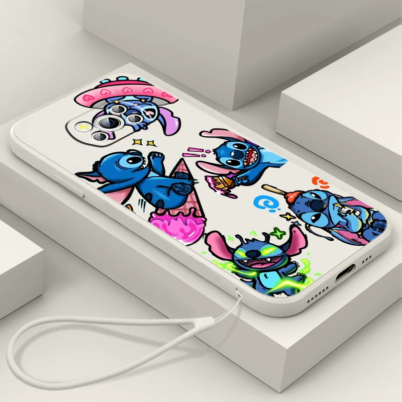 

Lilo & Stitch Anime Cartoon Phone Case For Xiaomi Mi Poco X4 X3 C40 C3 M4 M3 F4 F3 GT Pro NFC 5G TPU Funda Liquid Rope Cover