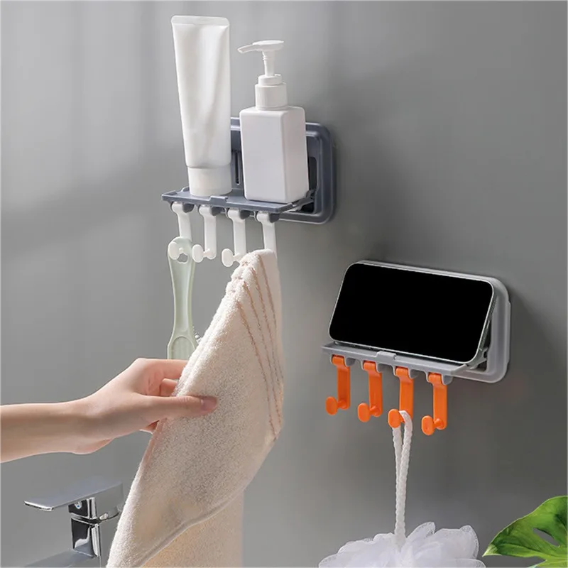

2022 многофункциональная полка для хранения без отверстий, самоклеящаяся настенная подвесная Складная полка для хранения в ванной комнате, д...