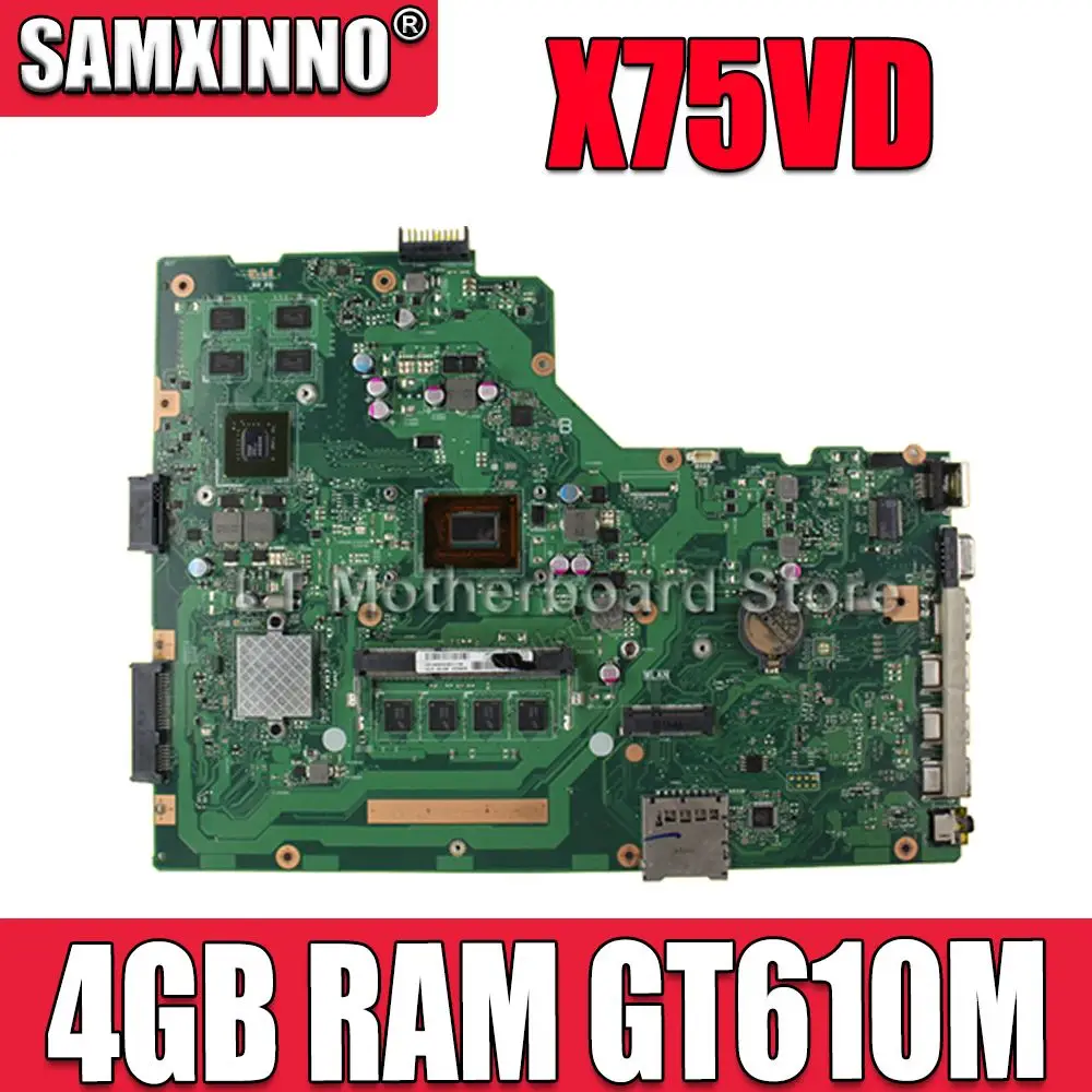 

with i3 cpu 4GB RAM GT610M X75VD Motherboard For Asus X75V X75VD Laptop Motherboard X75VD mainboard