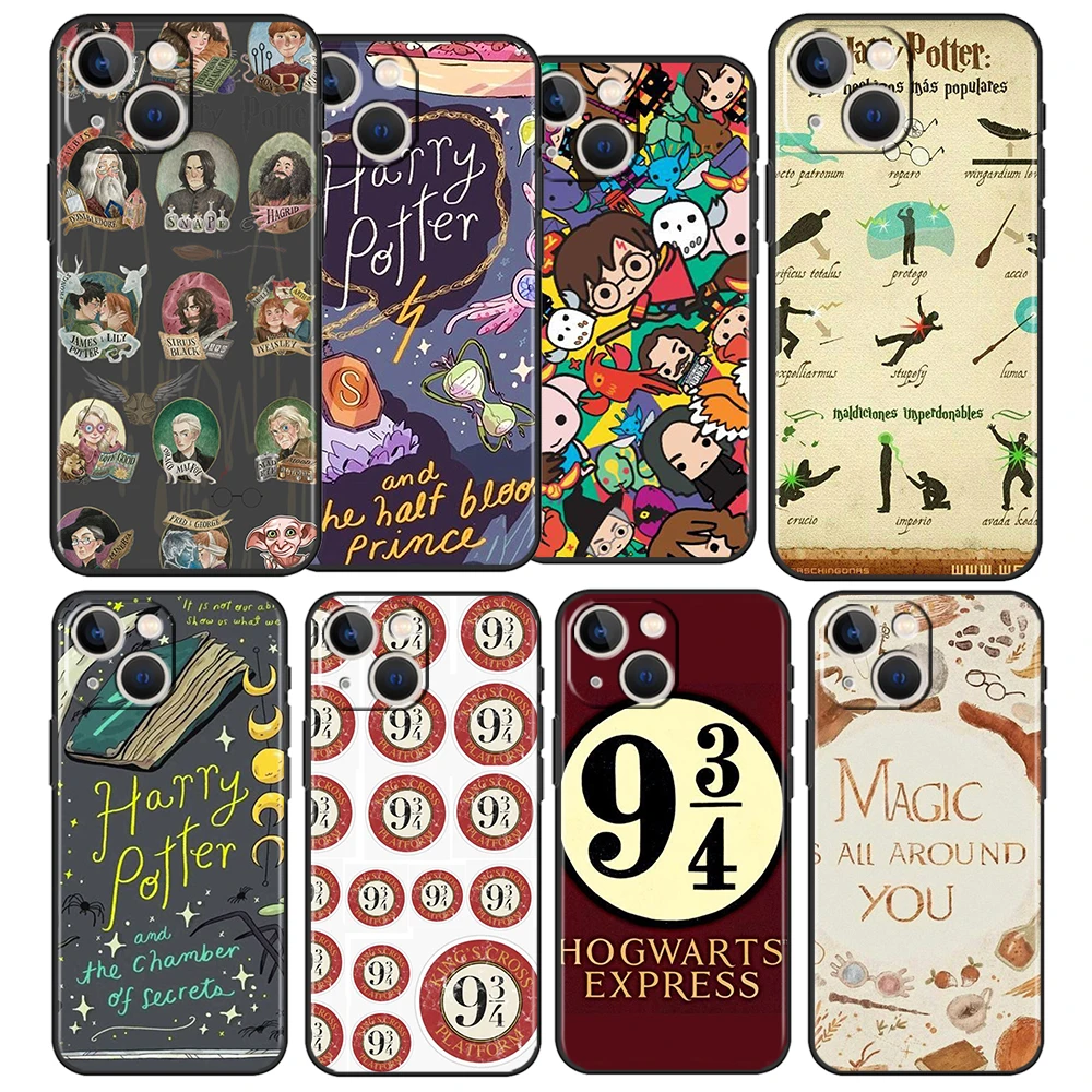 

H-harrys Cute Phone Case For Apple iPhone 14 13 12 11 Pro Max Mini XS Max X XR 7 8 Plus 5S Silicone Black Shell