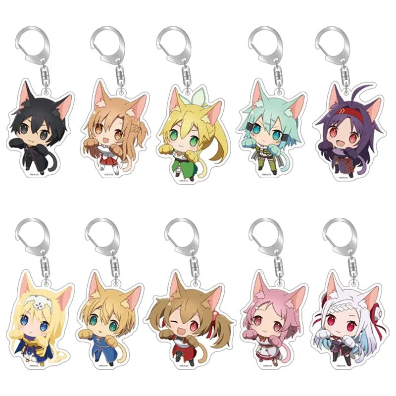 

Anime Mixed Sword Art Online Sword Keychain Pendant Tung People Asuna Kirito Key Ring Holder Bag Chaveiro Figure Keychain