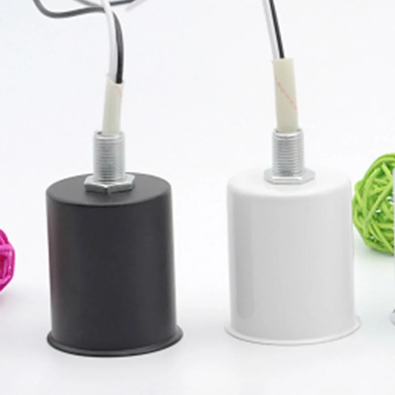 

E27 Ceramic Screw Base Round LED Light Bulb Lamp Socket Holder Adapter Metal Lamp Holder With Wire