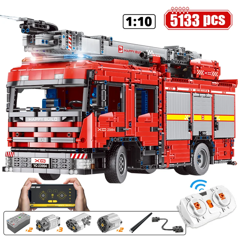 

5133 Pcs City Fire RC APP Programing Engineering Vehicle Building Block Police Remote Control Water Truck Bricks Toys For Kids