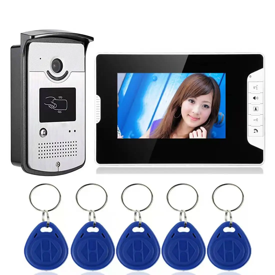 7-inch color visual doorbell outdoor unit ID card night vision rainproof one-to-one visual intercom