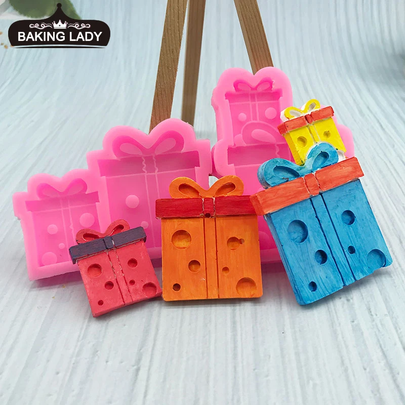 

Christmas Candy Gift Box Silicone Mould Hand Decorated Chocolate Cookie Cake Baking Mould Fondant Pudding Mould