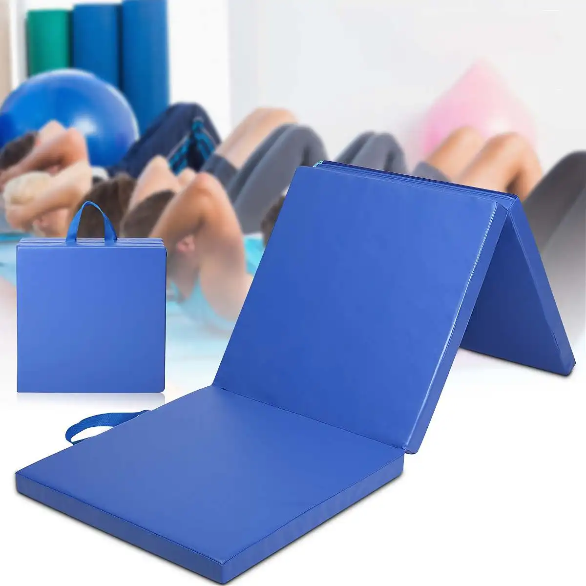 185X60cm 3 Folds High Density Sports Yoga Mat Non-slip Edging Fitness Mat Pilates Training Mat Suitable for Home Gym