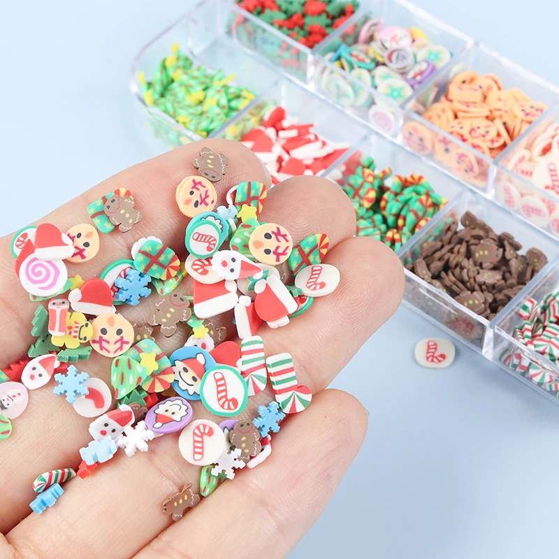 

Christmas Decor Nail Art Flakes Charms Polymer Clay Slice Decoration Acrylic Ginger Doll Kawaii Nails Accessories Supplies Sets