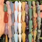 Бусины из натурального агата в форме капли воды 10x30 мм, тигровый глаз, аметист, фотоаксессуары