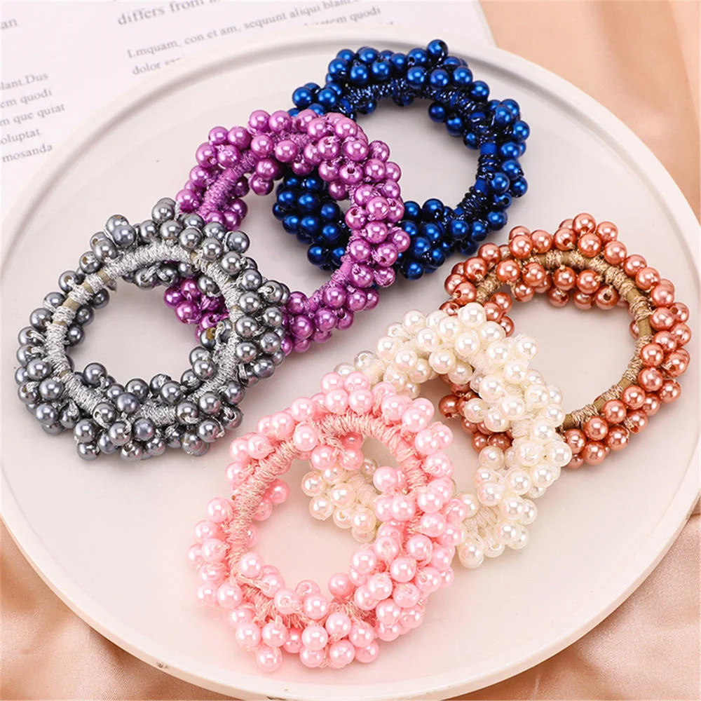 

South Korea Pearl Hair Ties Woman Elegant Beads Girls Scrunchies Rubber Bands Ponytail Holders Accessories Elastic Hair Band