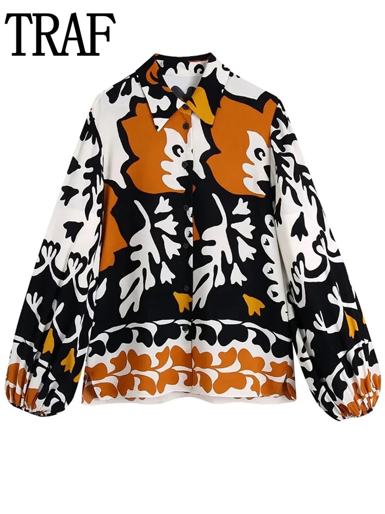 

Рубашка женская с пышными рукавами, на пуговицах, с воротником