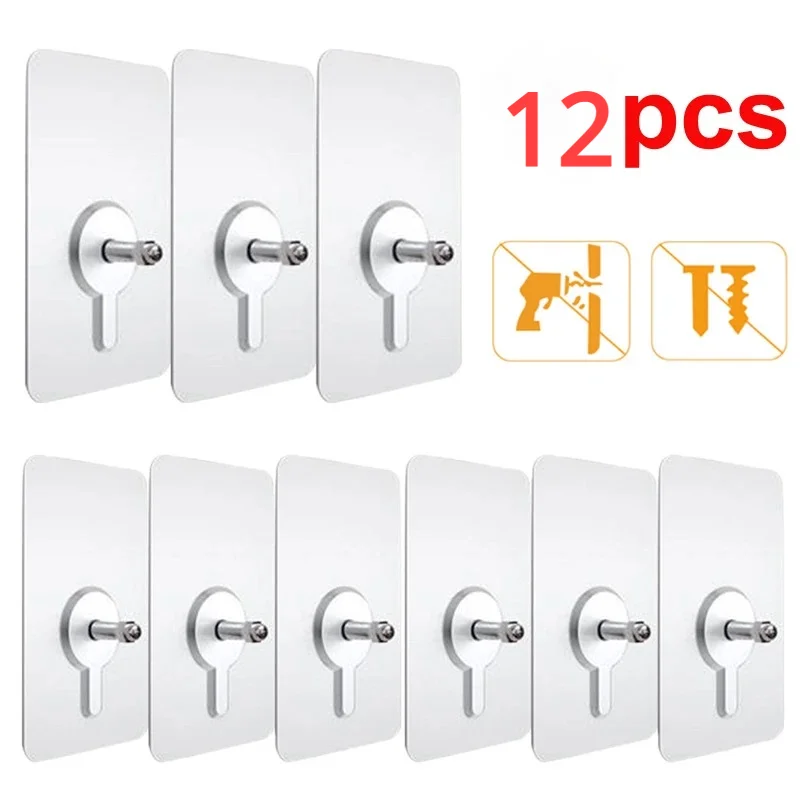 

Nails Clock Wall Punch-free Photo Stickers Hooks Painting Frame Wall Screw For Nails Hanging 12pcs Seamless Non-trace Adhesive