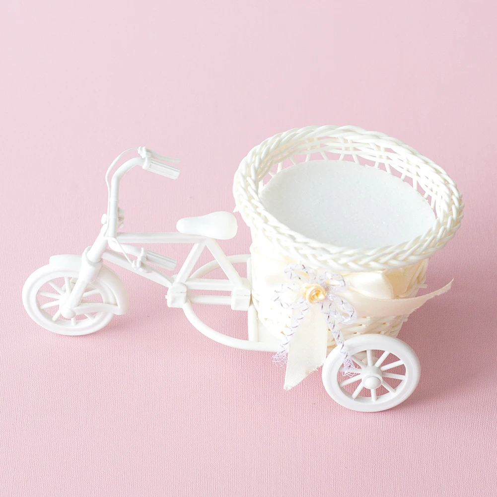 

Simulation Rattan Float Flower Pot Tricycle Design Room Ornament Rattan Big Wheel Storage Basket Wedding Decoration