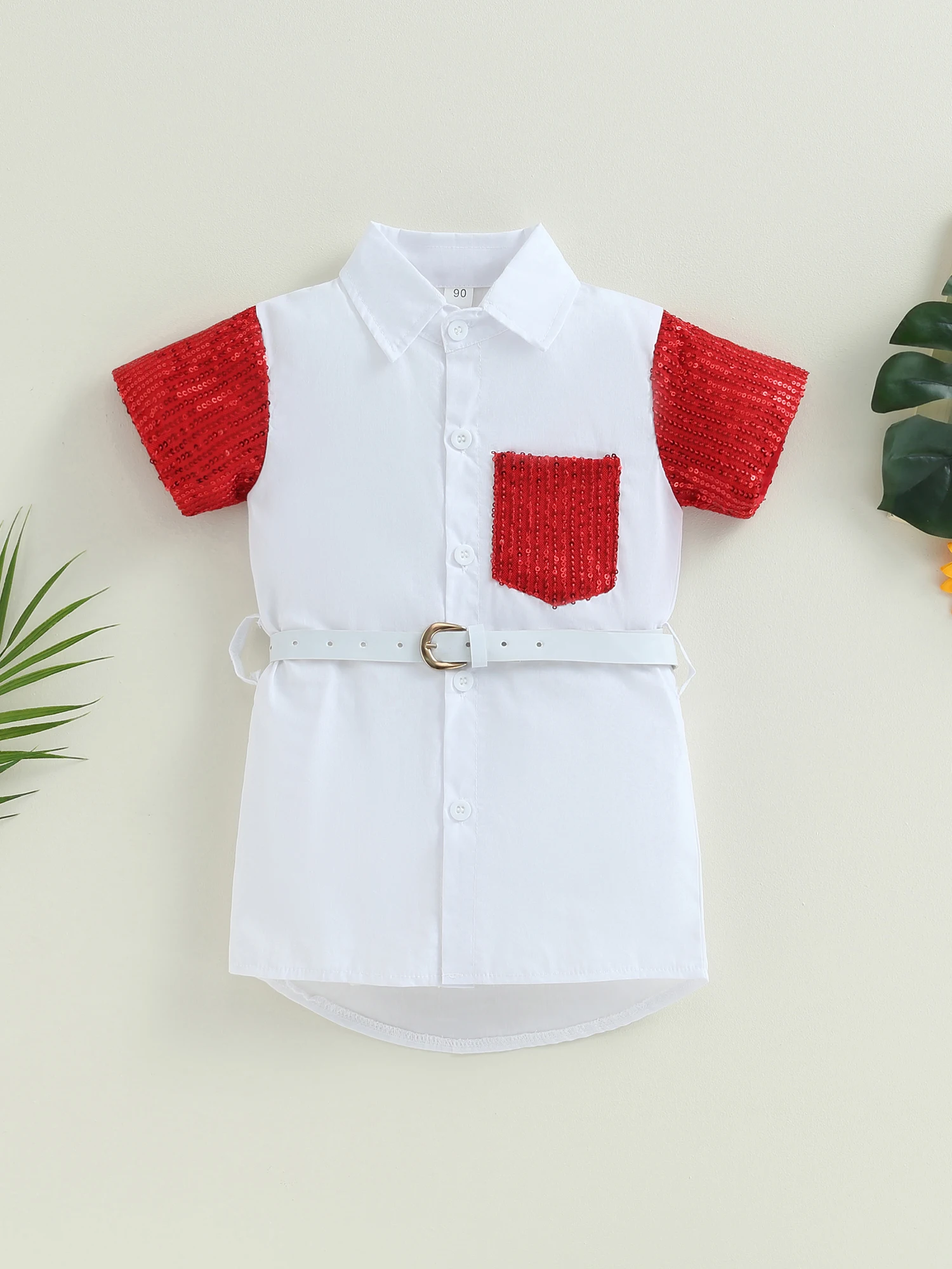 

Платье с отложным воротником и коротким рукавом, с блестками