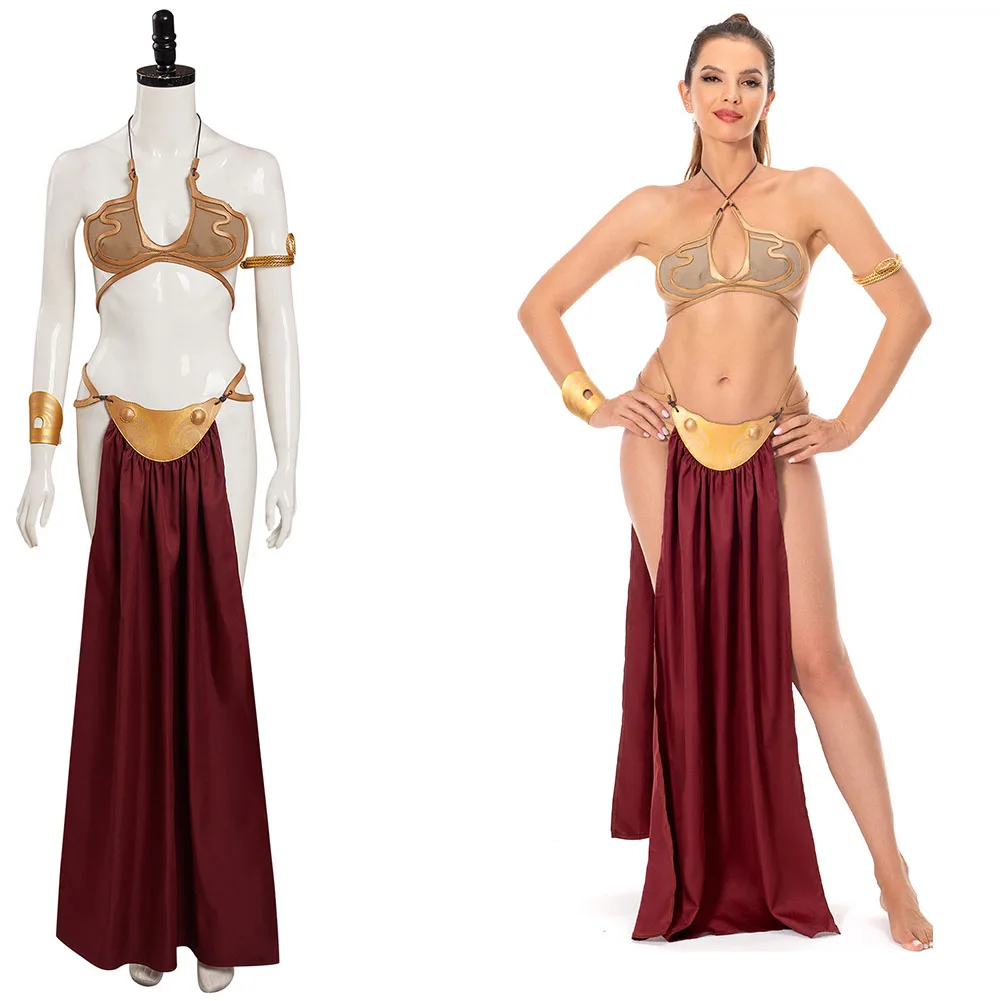 

Женский костюм для косплея джедая, костюм принцессы Leia Slave, женский сексуальный костюм для Хэллоуина, карнавала