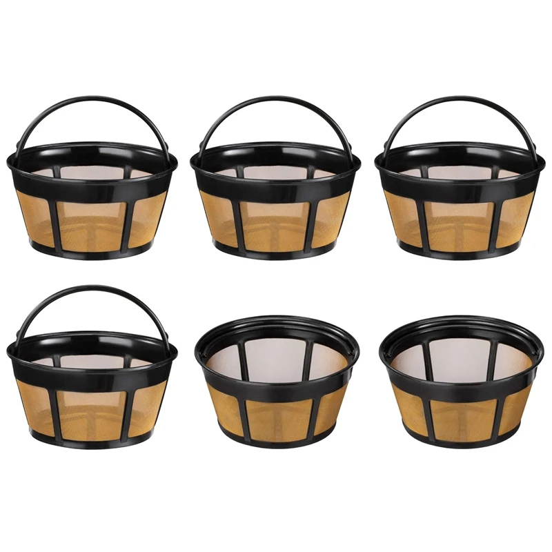 

Reusable Coffee Filter,6 Pack Basket Coffee Filters Replacement Coffee Filter With Stainless Steel Mesh Bottom