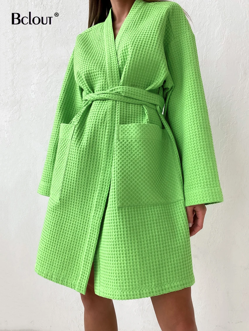 

Bclout повседневное зеленое женское платье с запахом осень 2022 пикантное платье с длинным рукавом на шнуровке модное платье с V-образным вырезо...