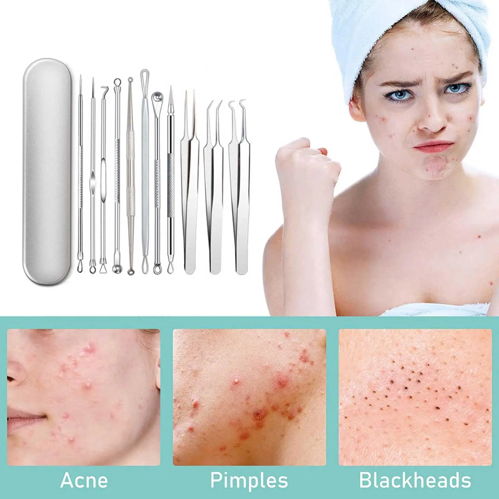 

11/8/6/4PCS Acne Blackhead Removal Needles Skin Care Facial Cleaning Pimple Remover Tool Kit Pore Cleaning Remove Black Dots